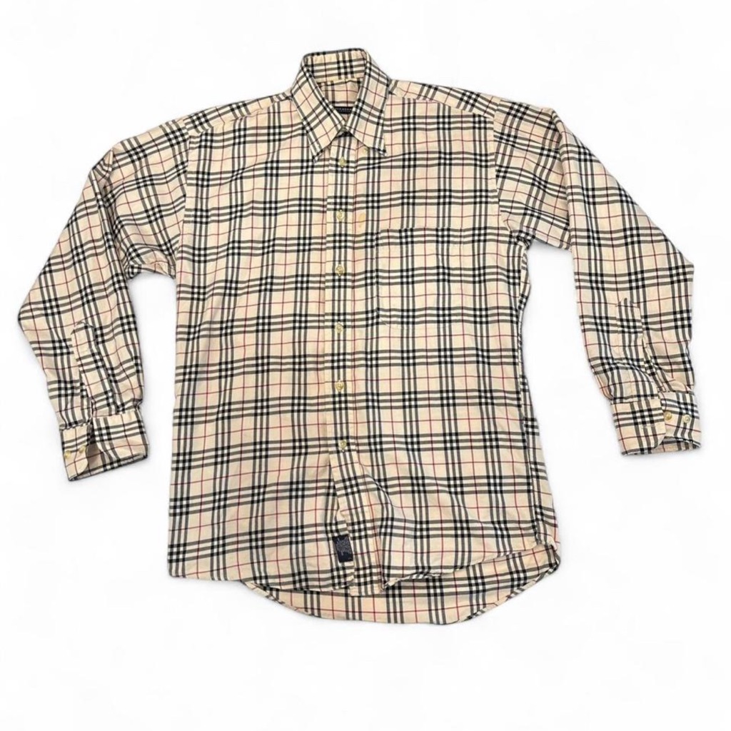 Burberry Classic Men Check Button Up Shirt Size S Made In Usa Imported Cotton